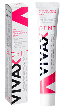 Зубная паста Vivax противовоспалительная с аминокислотным комплексом и БЕТУЛАВИТОМ