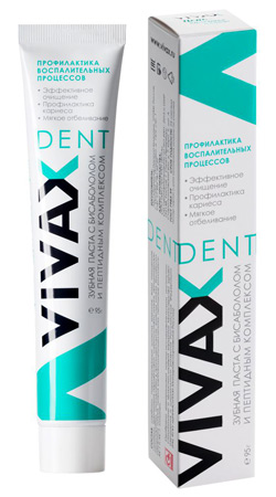 Зубная паста Vivax противовоспалительная с аминокислотным комплексом и Бисабололом.